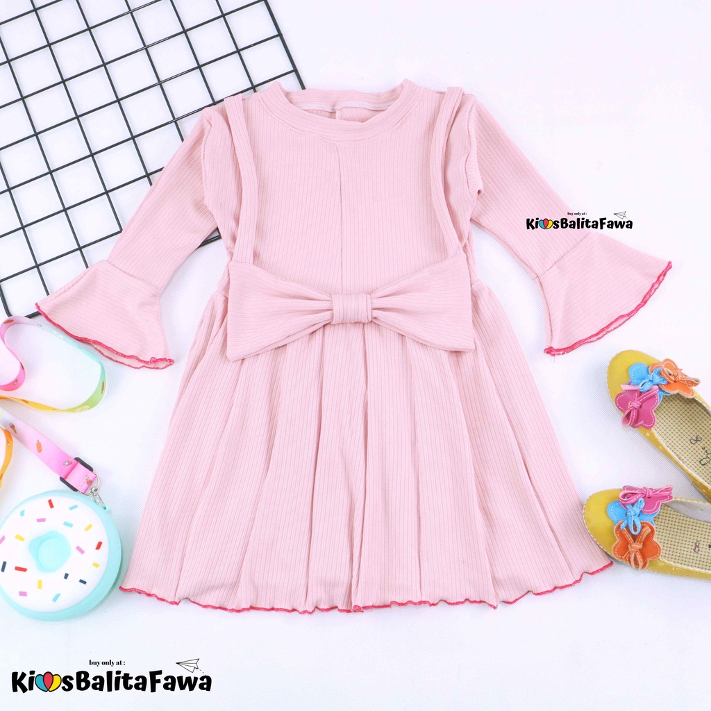 Overall Kirei uk 7-8 Tahun / IMPORT Dres Lengan Panjang Anak Perempuan Baju Gaun Pesta Adem Murah