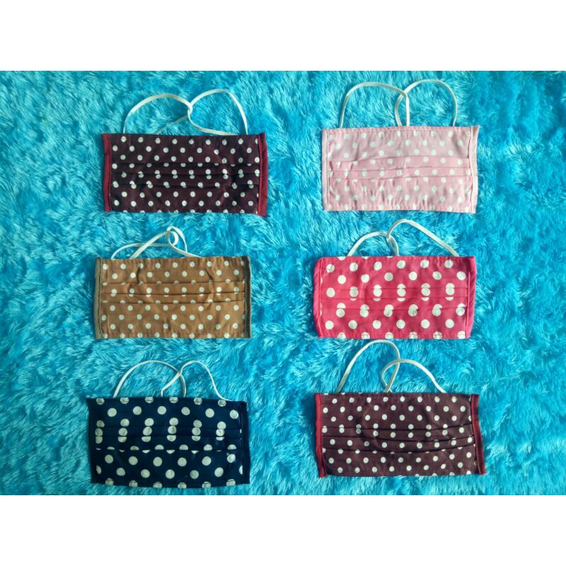 MASKER POLKADOT / MASKER MOTIF / MASKER KARET SILANG