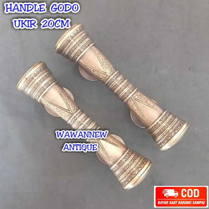 Handle Pintu / Gagang Pintu Rumah Kuningan Antik Murah Motif Ukir 20cm