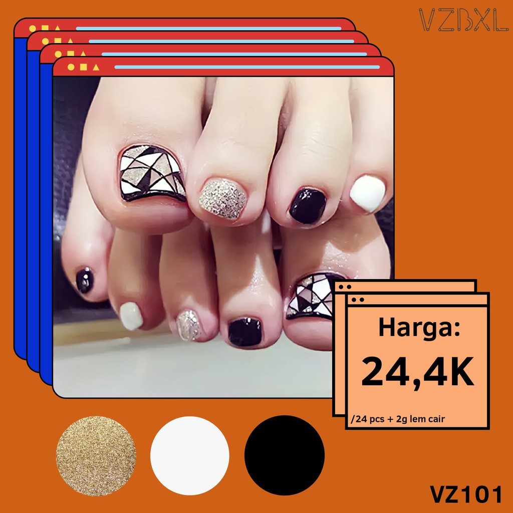 Kuku Palsu  Kaki 24pcs/box Nail Art Fake Nail Lucu