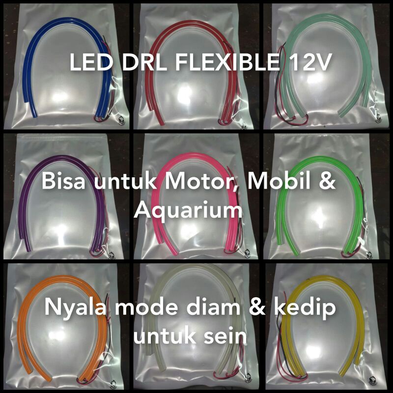 Lampu Alis Motor Mobil Variasi LED DRL Flexible 12V 30 &amp; 15 CM - MJB