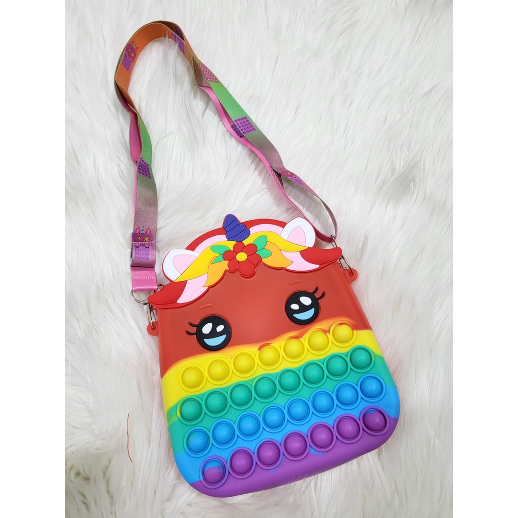 TASHAPPY EL 4466 Tas SELEMPANG Anak Pop it Gambar Unicorn Warna Cantik Terbaru supplier tas import