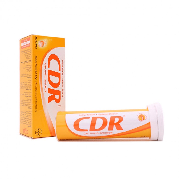 CDR Tube Isi 10 Tablet - Suplemen Kalsium Vitamin C Vitamin D Tulang Effervescent Calcium