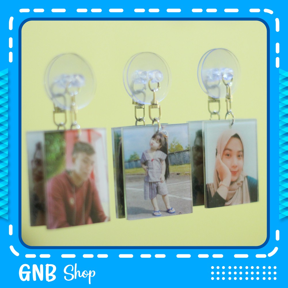 Gantungan Kaca / Tempelan Kaca Akrilik 2 Sisi Timbal Balik Foto Custom Bebas