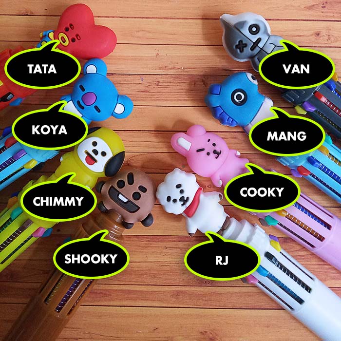 

Pulpen 10 warna / Pen warna-warni - BTS BT21 KPOP BP673
