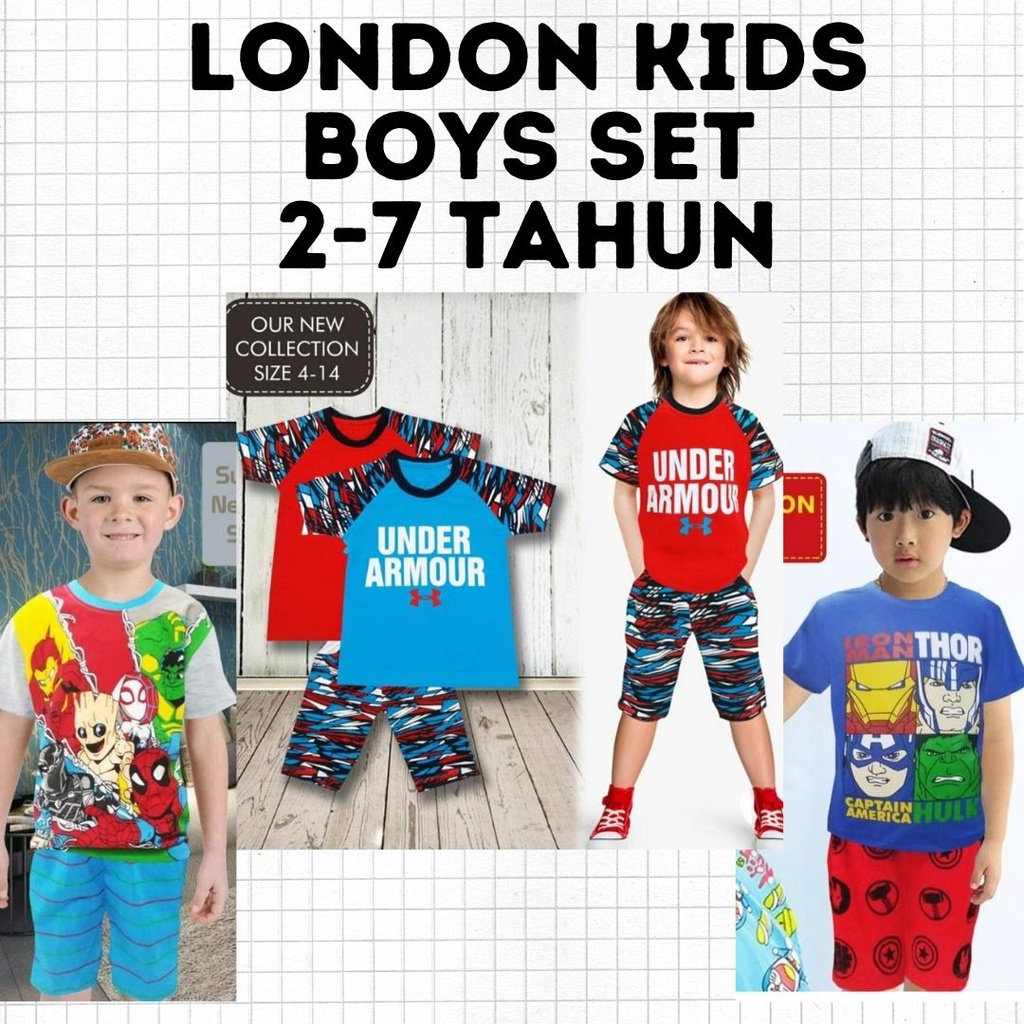 Setelan Anak Laki London Kids Kaos 2-7 tahun boy set baju main