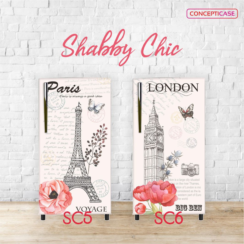 STIKER KULKAS MOTIF SHABBY  CHIC