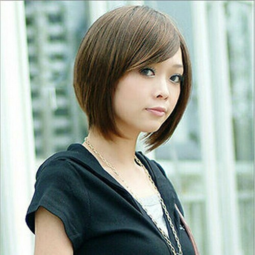 Wig rambut wanita wig lurus pendek dan lembut