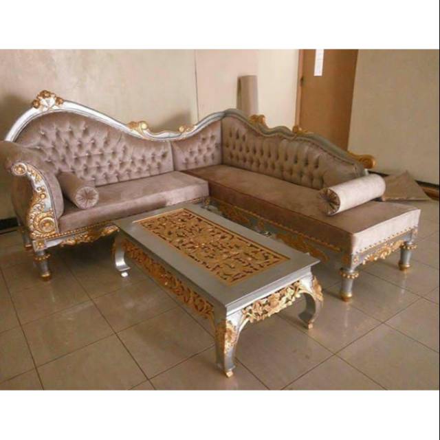 Kursi tamu sudut minimalis sofa mewah ukir murah jati