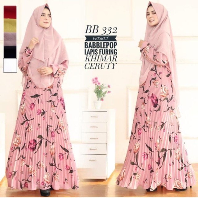 gamis syari motif bunga dreas muslim syari ORIGINAL