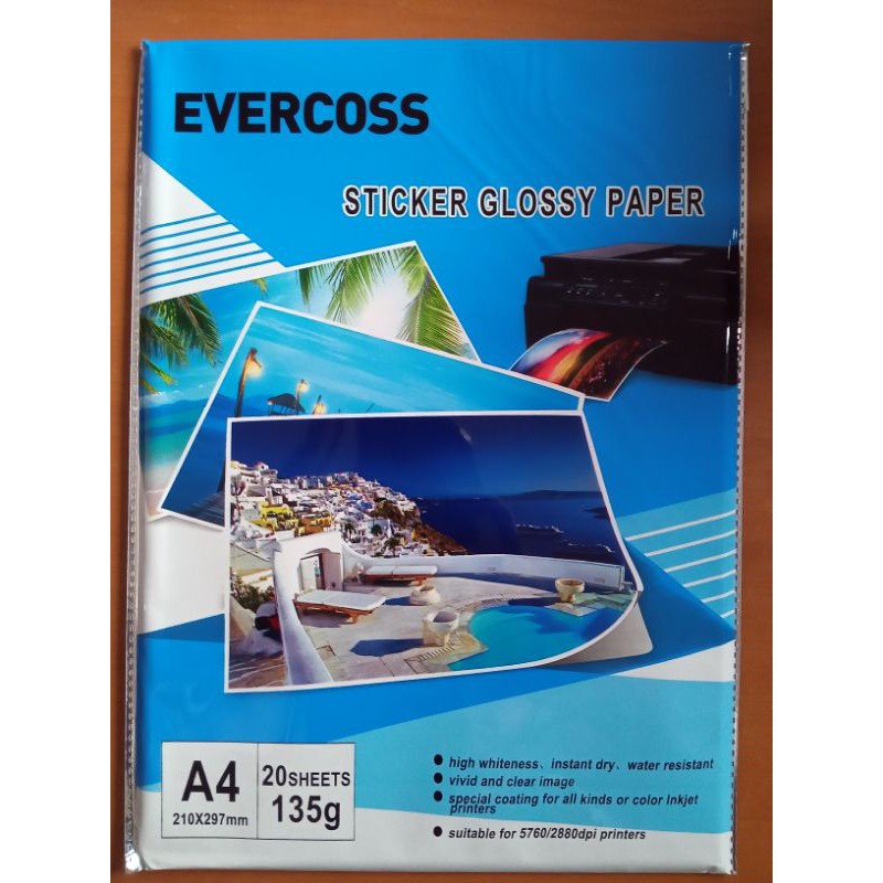 

sticker glossy paper evercoss a4 135gr