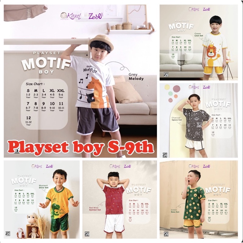 CUCI GUDANG 1-12 Tahun Kazel x Zebe Playset Boy Motif Pakaian Anak Kekinian CBKS