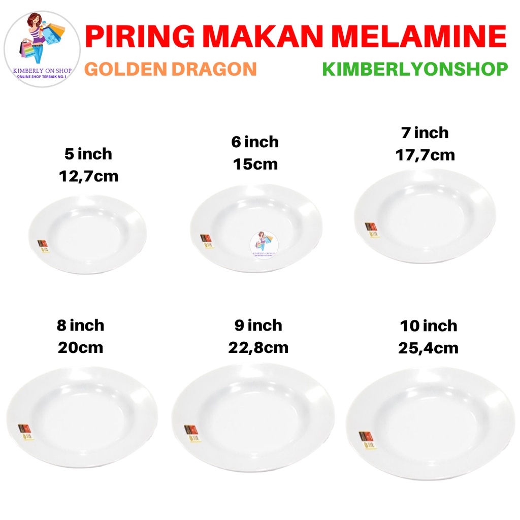 Piring Makan Saji Melamin Cekung Putih Golden Dragon