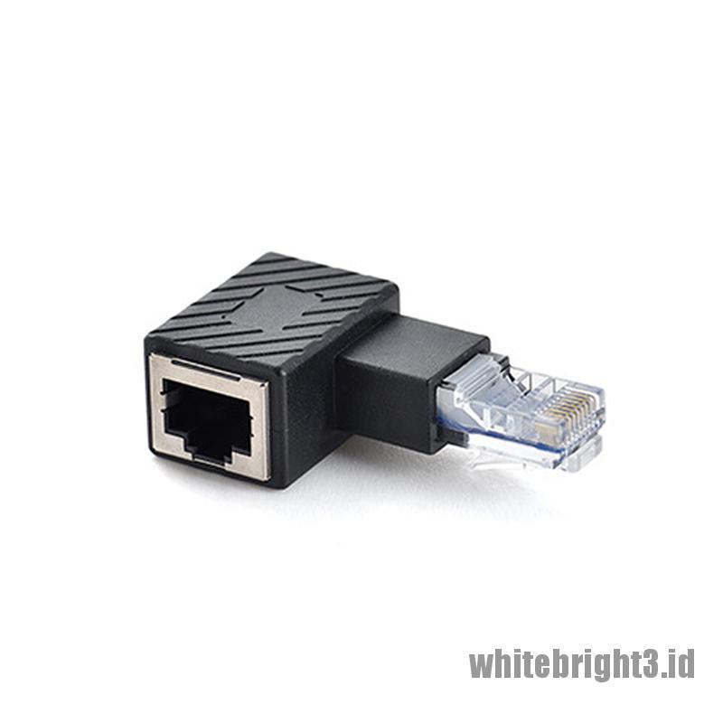 &lt; White3 &gt; Adapter RJ45 Male Ke Female Sudut Kanan / Kiri 90 Derajat 270 Derajat