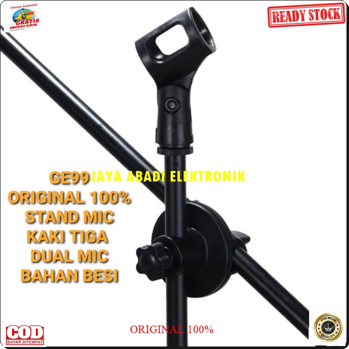 G99 STAND MIC BESI 1.7 M METER KAKI TIGA HOLDER DOUBLE DOBEL DUAL MIK MIKROPON MICROPHONE TEMPAT GANTUNG TIANG PEGANGAN LANTAI UBIN PENYANGGA MIKROPON TIANG PEGANGAN KARAOKE MUSIK AUDIO SOUND DJ TRIPOD GANTUNGAN TABLE MEJA BRACKET BREKET UNIVERSAL