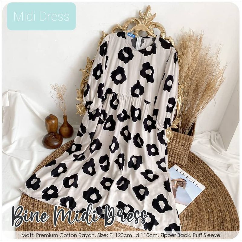 MIDI DRESS SNOWWHITE // MOTIF HITAM PUTIH // MIDI DRESS VIRAL