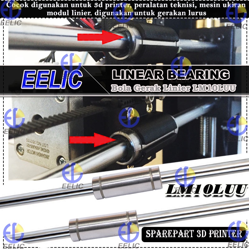 EELIC LIB-LM10LUU Linear bearing 10mm bola gerak linier bantalan bushing sparepart 3D printer