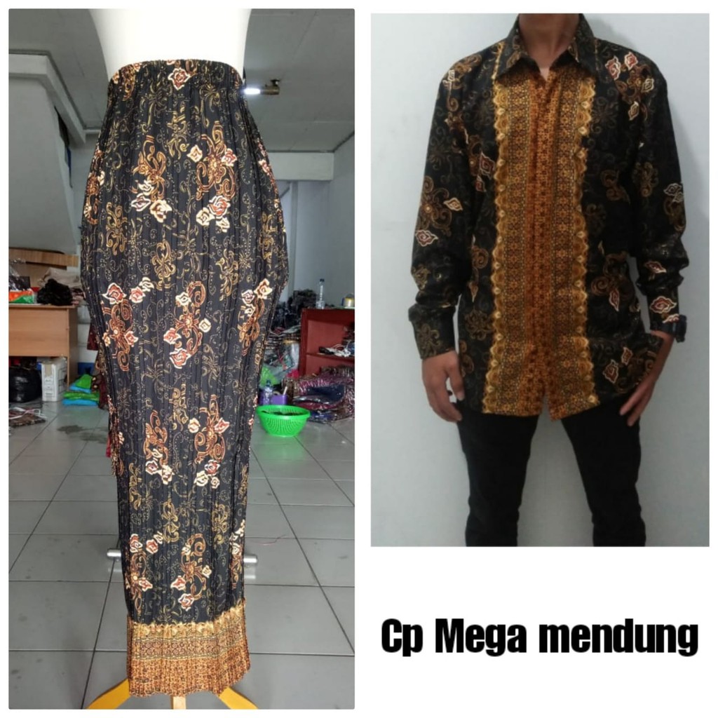 SB Collection Couple Rok Plisket Karina Maxi Panjang Jumbo Dan Kemeja Batik Pria