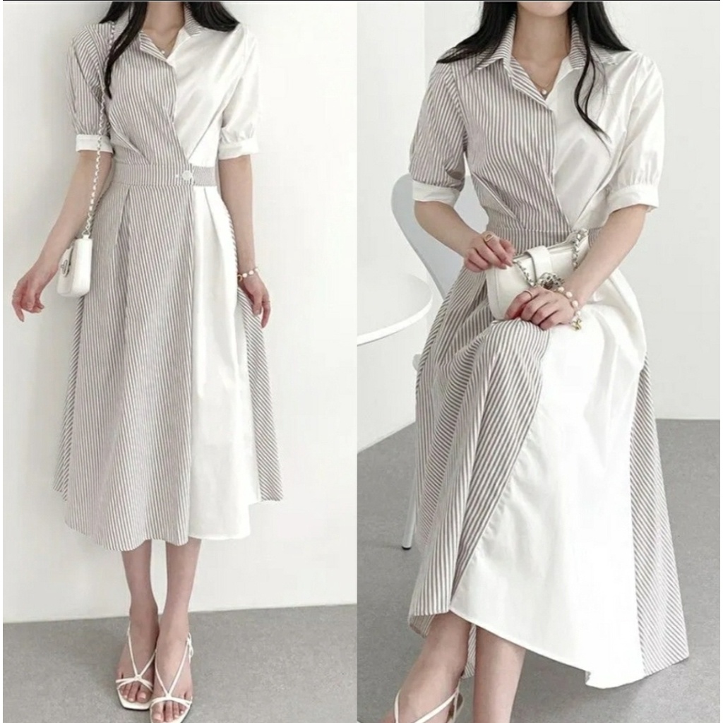 [MCFK] Dress Sami / Dress Korea / Baju Kondangan Wanita / Dress Salur / Pakaian Wanita Dres