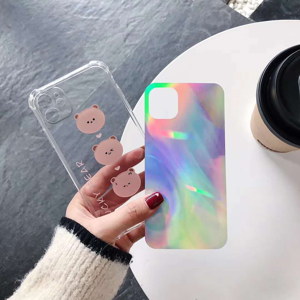 Glitter Hologram Sticker iPhone Paper Stiker Rainbow Tempelan Belakang Skin Protector