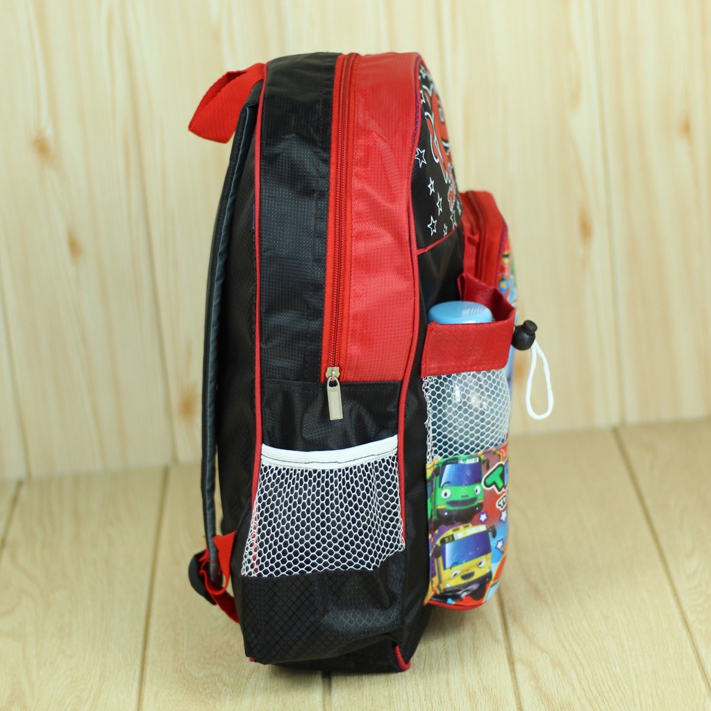 Tas Gendong Little Bus Merah Ransel Anak Cowok TK PAUD SD Keren Trendy Kece Free Botol Minum Gratis