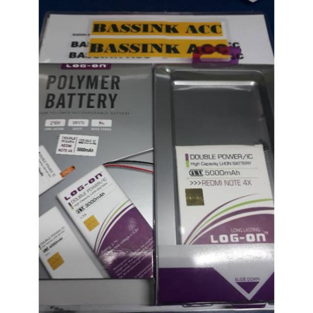 Baterai Log on Xiaomi Redmi note 4X Batre Double Power Double IC