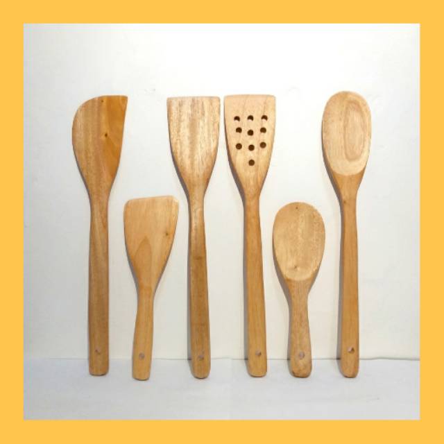 SATU SET SPATULA / PERALATAN MEMASAK DARI KAYU MAHONI | Shopee Indonesia