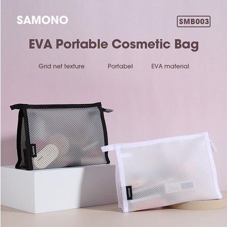 SAMONO SMB003 Pouch Kosmetik Portable Dompet Jaring Serbaguna Polos Tempat Organizer Anti Air Murah