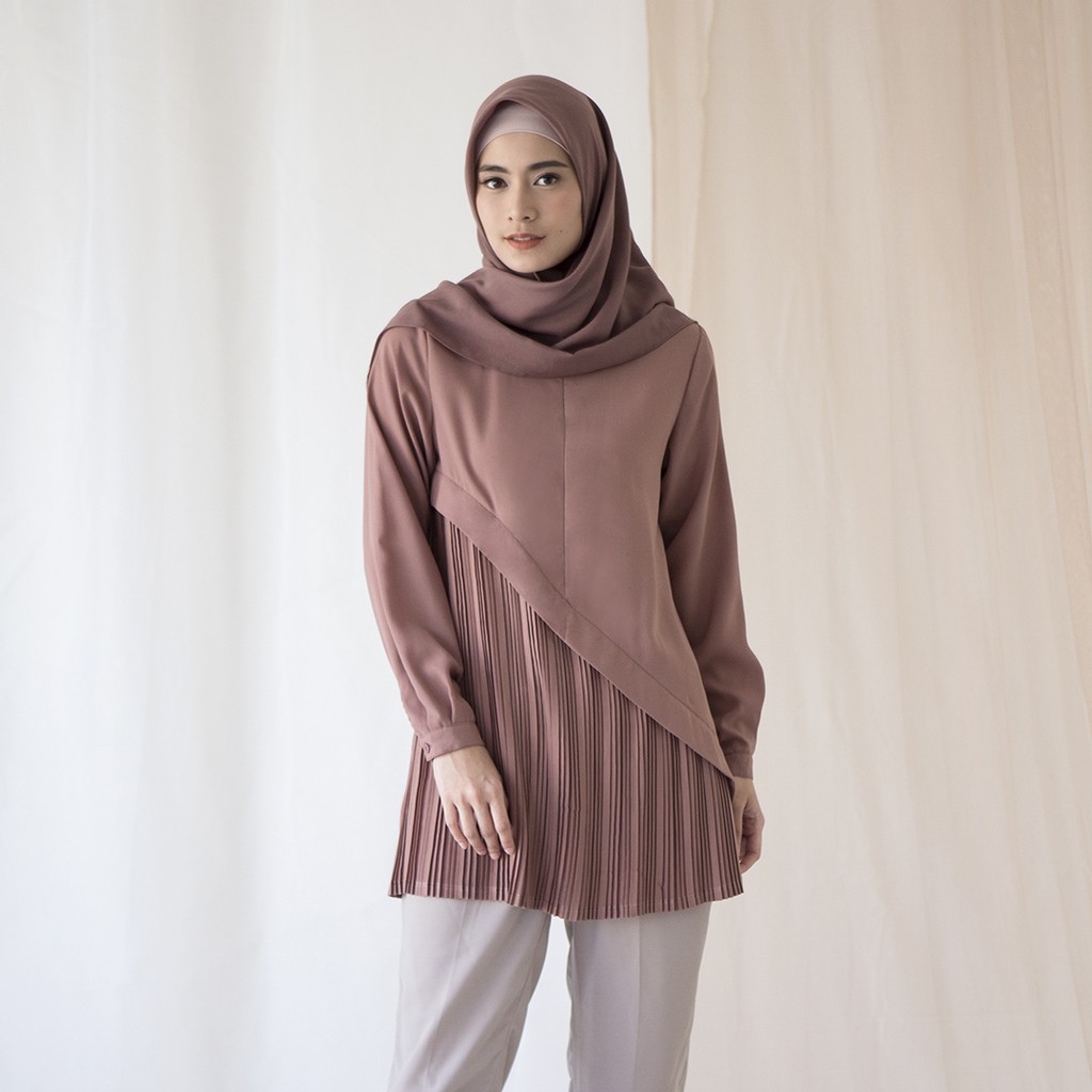 Tiras by Aska Label - Atasan plisket busui friendly Warna Mauve, Taupe, Black