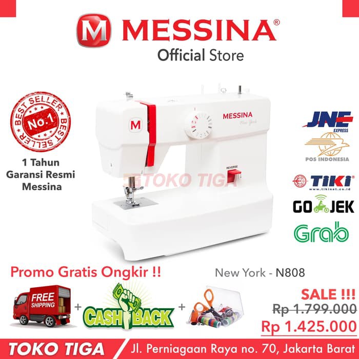 FREE ONGKIR Mesin Jahit MESSINA N808 N 808 New York - Portable