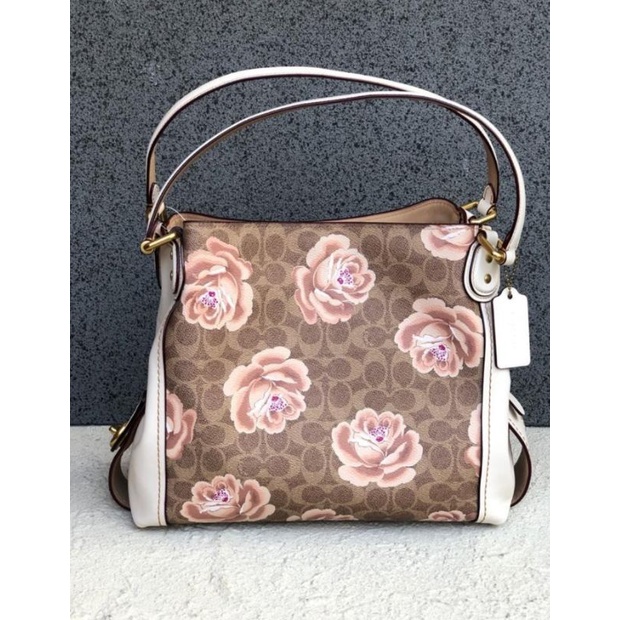 coach eddie 31 rose print signature chalk original