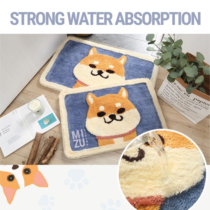 YASASHI AKITA Indoor House Mat Keset Bulu Rumah Kamar Mandi Serbaguna Cute Animals Anti-Slip 45X65cm