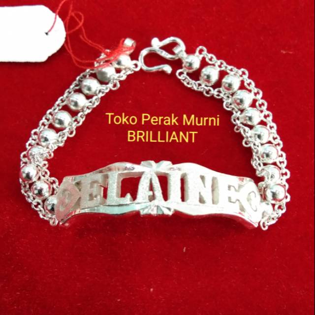 Gelang tangan nama perak murni