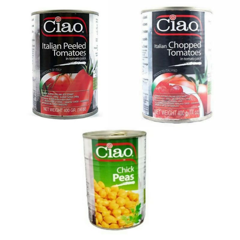 Ciao Peeled / Chopped Tomato / Chick Peas Kacang Arab Kaleng 400gr