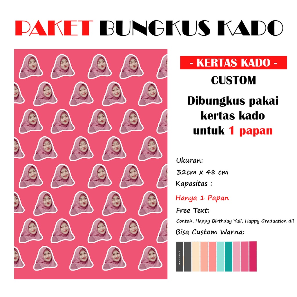 

Custom Kertas Kado Wrapping Paper Gambar Muka Suka-Suka Pattern