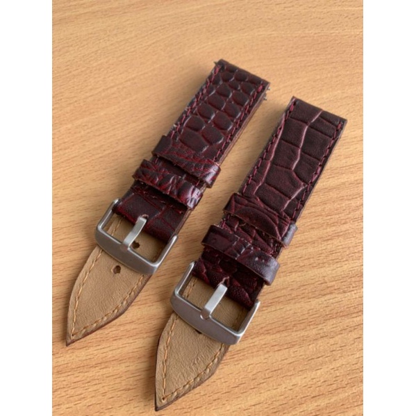 Strap Tali Jam Tangan Kulit Asli motif croco 24mm