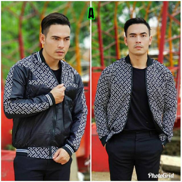 JAKET BOLAK-BALIK HITAM PUTIH OUTERWEAR BATIK PRIA MURAH TERBARU