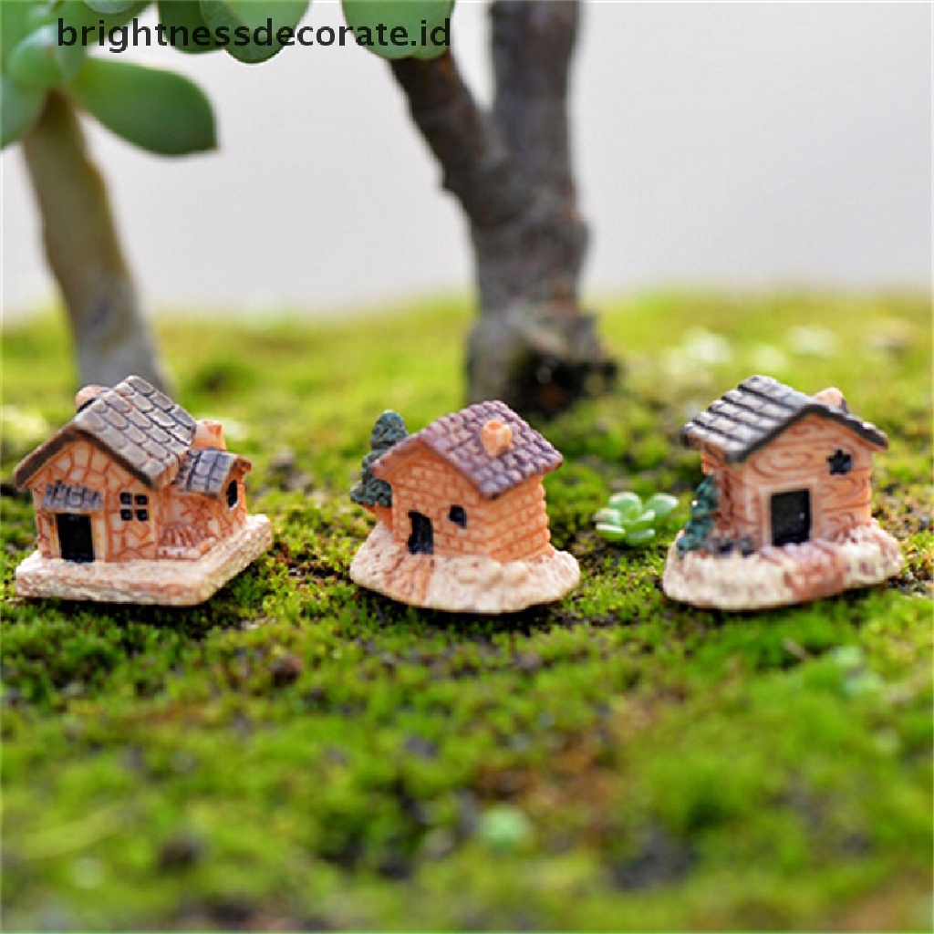 [birth] 3Pcs Micro Landscape Decoration Small Houses Handicraft Gift Garden Ornaments [ID]