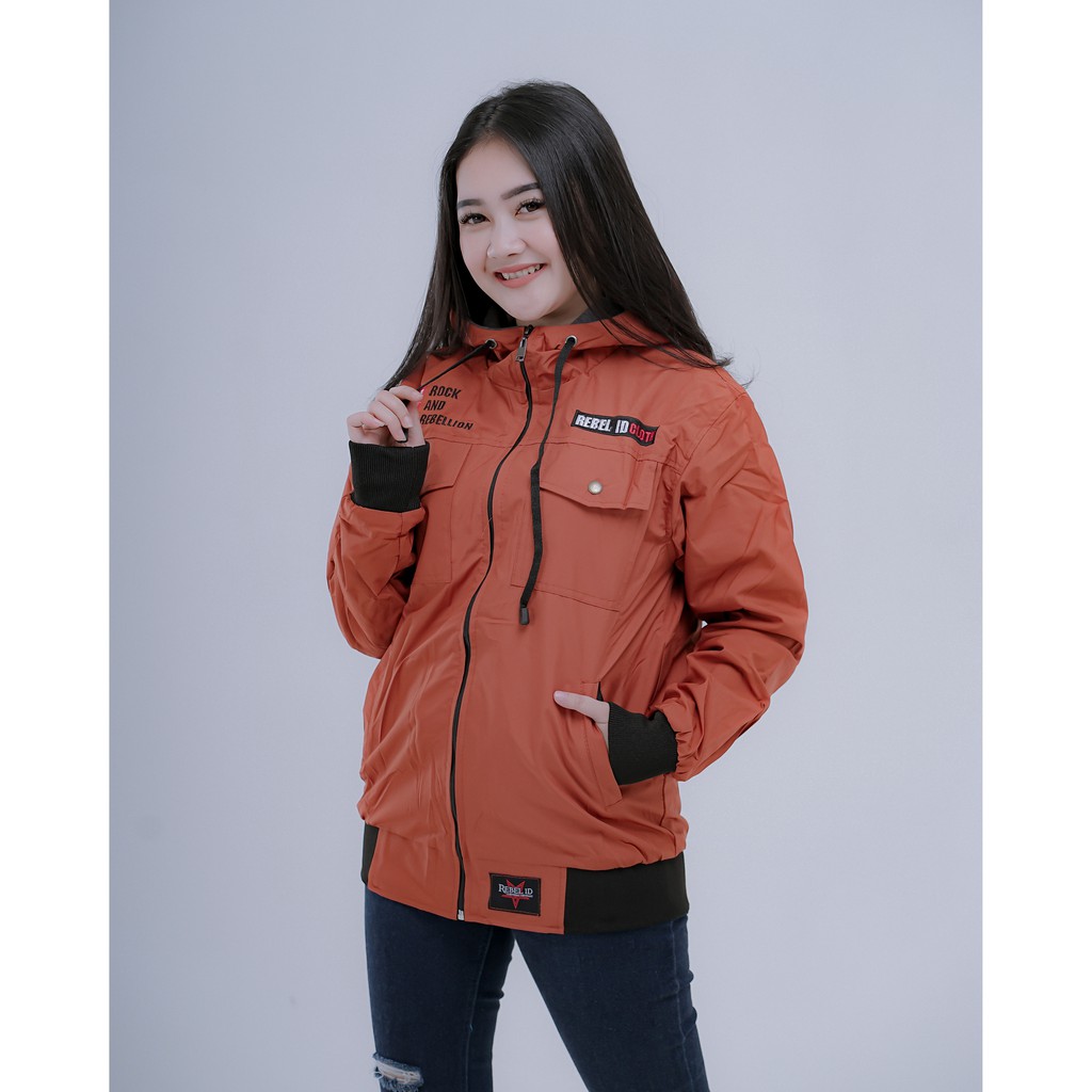 Jaket semi parka cewek orange jaket semi parka perempuan jaket semi parka mura parka cewe cowok