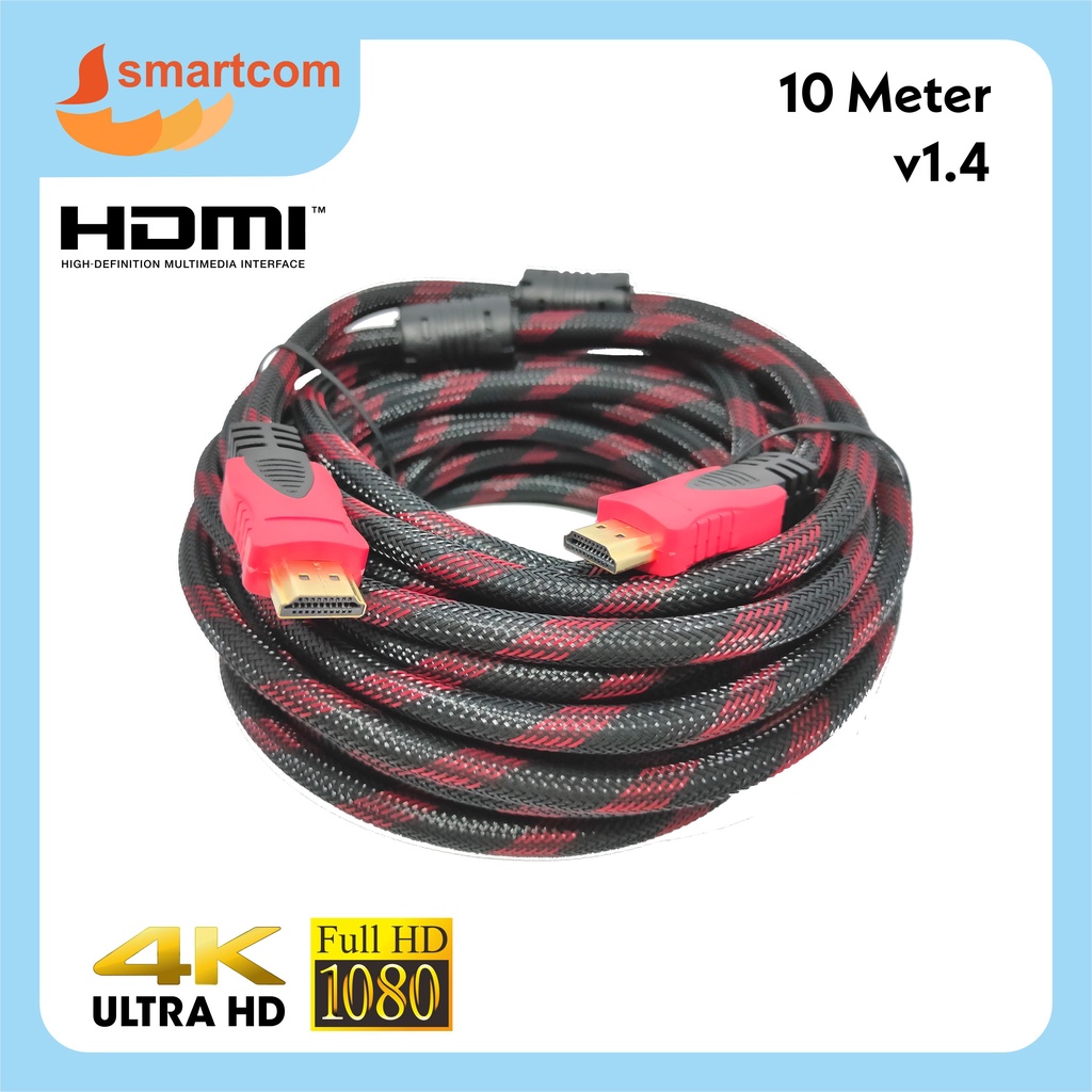 KABEL HDMI To HDMI 10 METER VERSI 1.4 JARING - HDMI CABLE 10M