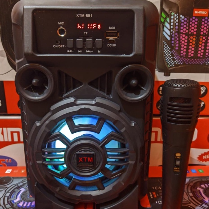 SPEAKER BLUETOOTH 5 INCH GRATIS MIC XTM881 PORTABLE WIRELESS HD SOUND + BASS + RADIO ANTENA BUILT IN