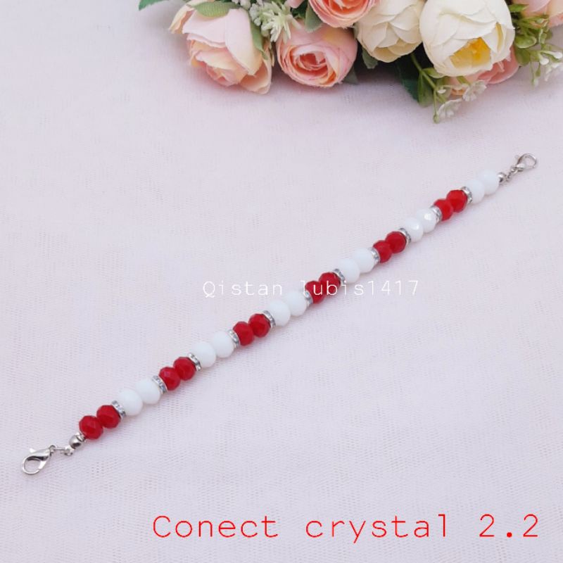 Strap masker merah putih crystal tali elastis