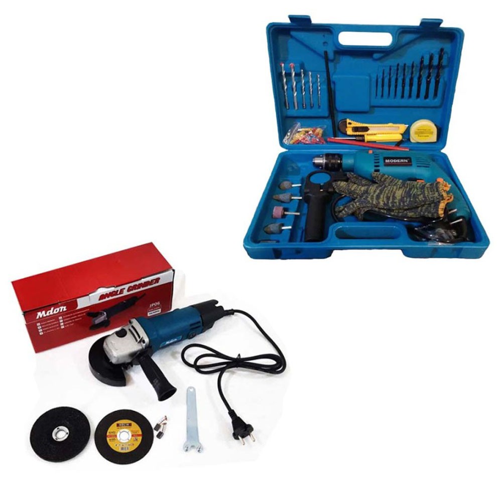 Mesin BOR BETON MODERN 13mm box + Gerinda tangan MDON