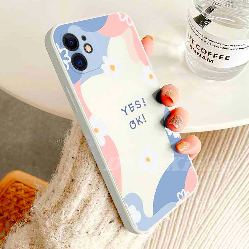 Keren Case Hp Case for Redmi 10 Note 10 Pro Note10S Note9S Xiaomi Poco X3 Pro X3NFC M3 Note8 Keep Smiling YES OK Chrysanthemum Pattern TPU Phone Cover Murah-Bisa COD DGX