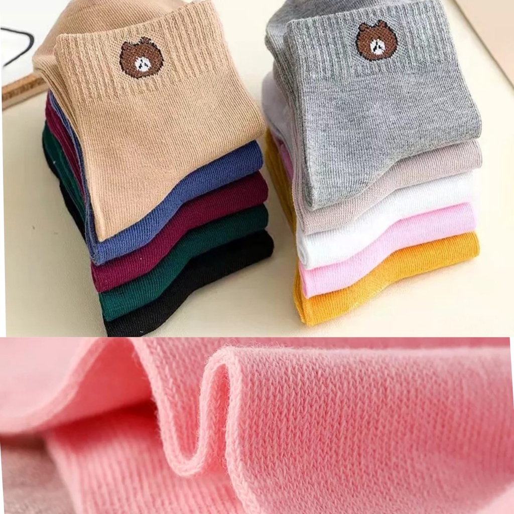 Kaos Kaki Diatas Mata Kaki Brownie Unisex Pria Wanita Kaos Kaki Polos Beruang Bear Ankle Socks Model Terbaru Kekinian Anak Muda Kaus Kaki Korea Retro