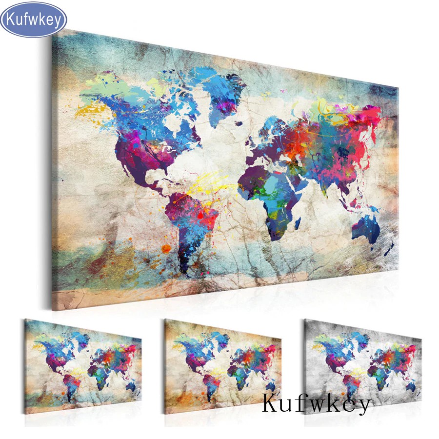 

Best Deal 5D Diy Berlian Lukisan Kerajinan Silang Stitch "Dunia Map" Penuh Persegi Berlian Bordir