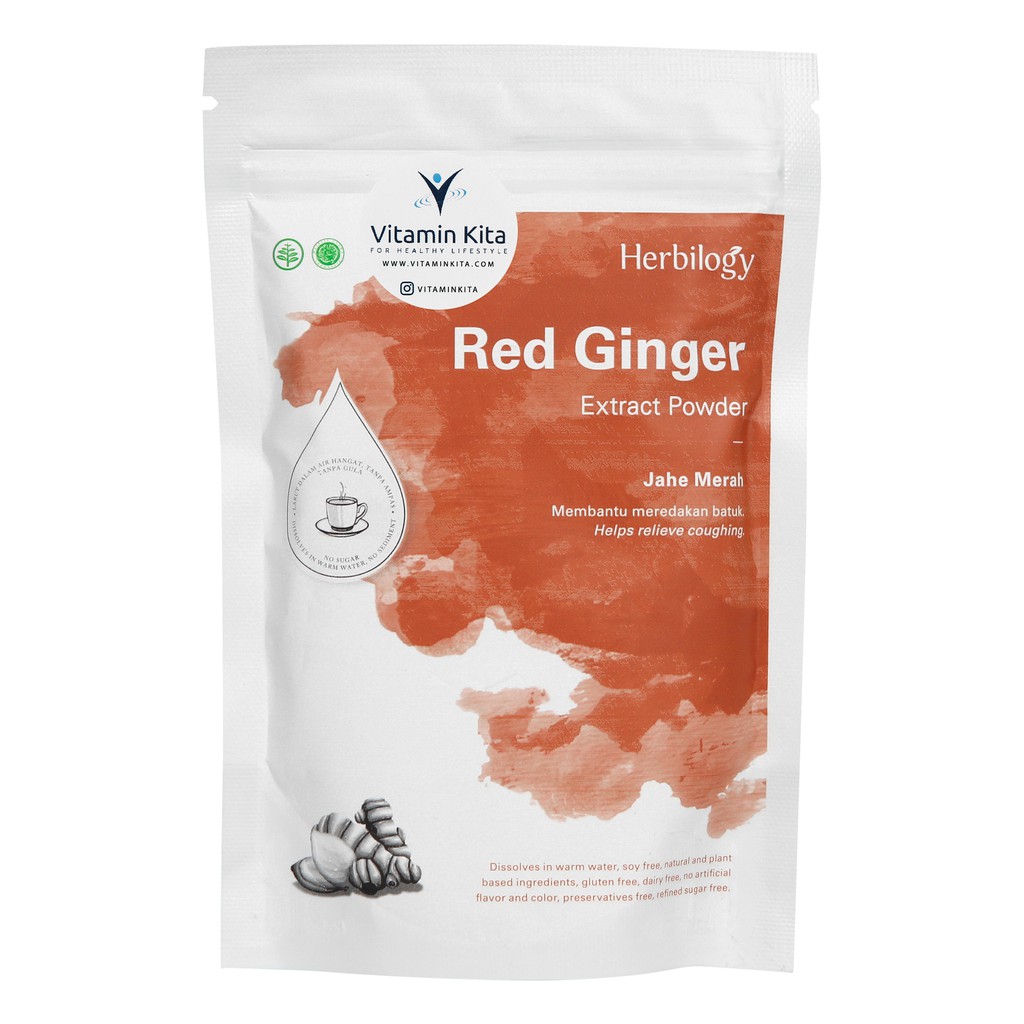 HERBILOGY RED GINGER EXTRACT POWDER 100GR BPOM UNTUK KEKEBALAN TUBUH