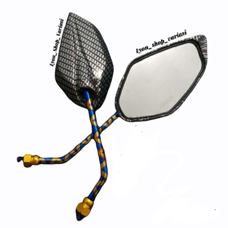 Spion Carbon Variasi Two Tone Honda Beat Scoopy Vario PCX Yamaha Mio JupiterZ Nmax Lexi Universal-Jupiterz Blue XXX