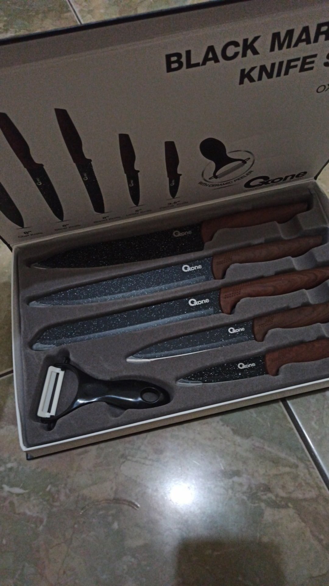 Pisau Set / Knife Set Oxone Black Marble / Marmer Hitam Ox 605 / Ox605 / Ox-605 (original100%)