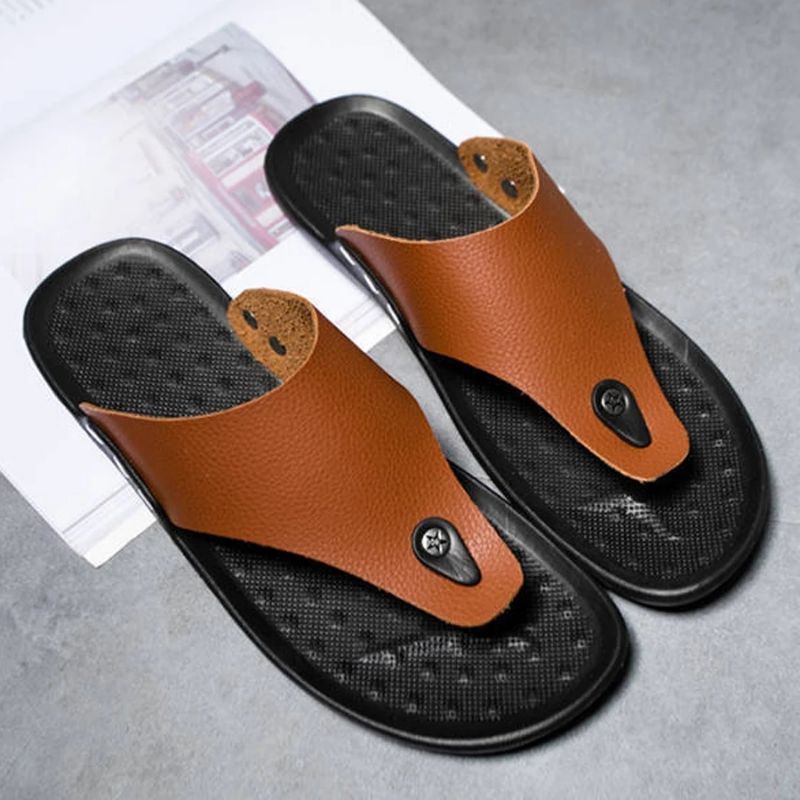 Sandal Jepit Pria Kulit Import/Sandal Casual Anti Slip/Sandal Pria Terbaru